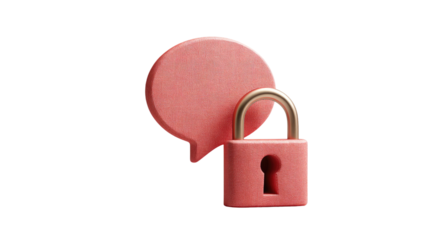 a digital security concept with padlock with speech bubble isolated on white background