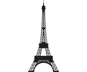 Iconic silhouette of a famous Parisian landmark against a bright white background