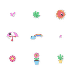 Cute Botanical Nature Illustration with Plants and Flowers
