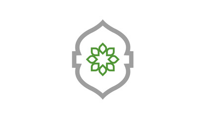 minimalist-arabic-flower-frame-logo-green-grey