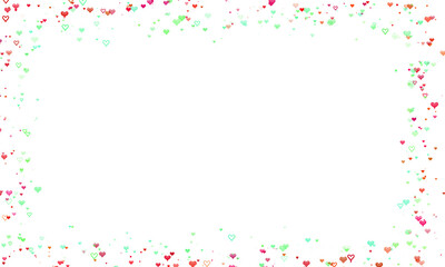 Minimalist Frame Border of Scattered Multi-Colored Small Heart Shapes