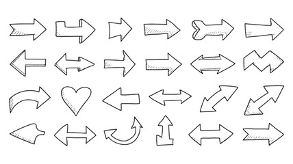 Collection of hand-drawn arrows and symbols in various directions