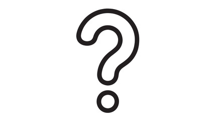 Simple, clean outline of a question mark symbol on a white background.