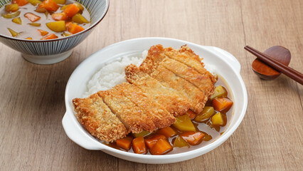 Curry rice with cutlet fried chicken katsu, Japanese Food