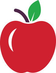 Red Apple Icon – Fresh Fruit Symbol with Leaf for Healthy Food Concept