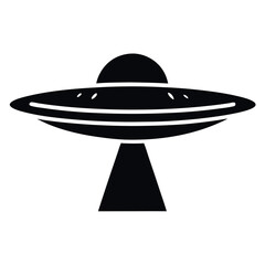 Sleek Black and White UFO Silhouette Extraterrestrial Flying Saucer Illustration Art