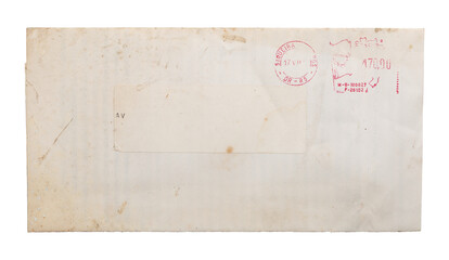 vintage postal envelope grunge paper design png isolated on transparent background