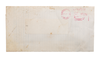 vintage postal envelope grunge paper design png isolated on transparent background