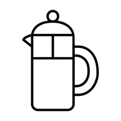 Fototapeta premium A sleek black outline forms a modern french press on a white background