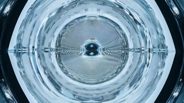 The camera slowly zooms one glass sphere, second sphere is endlessly reflected inside, recursive fractal mirror effect. mesmerizing infinite depth illusion buyers love for backgrounds