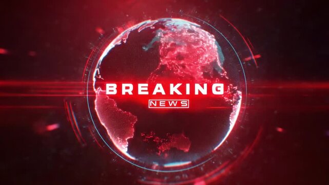 Breaking News Globe: A dynamic visual of a spinning globe illuminated with a bold Breaking News graphic, signifying current events and global updates.