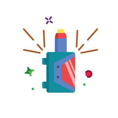 Stylized Electronic Cigarette Device Illustration with Sparkle Effects and Colorful Accents on...
