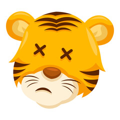 Felt Tiger Hat Character With Cross Eyes And Sad Expression White Background