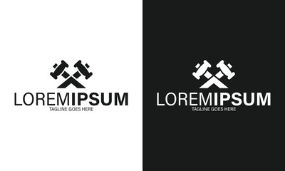 Elegant Attorney Legal Law Firm Vector Art: Crossed Gavel Silhouette Icon PNG Symbol for Justice, Lawyer, Judgement, Court, and Arbitration in Minimalist Monochrome Design