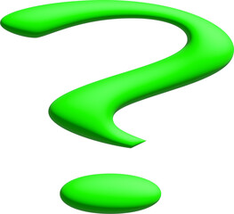 3d green question mark on white background
