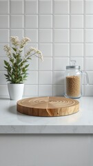 Modern Kitchen Counter with Plant and Jar