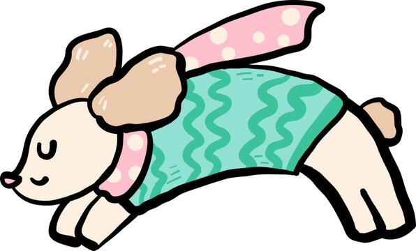 Illustration of Dog Wearing Sweater and Scarf