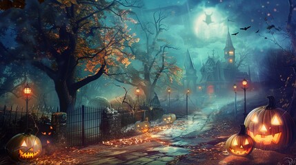 Spooky & Vibrant Street Halloween Scene: A Tapestry of Costumed Revelers, Glowing Jack-O&rsquo;-Lanterns, and Festive Cheer
This image captures the electric energy of a Halloween street, where costumed crow