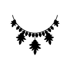 Obraz premium Christmas garland silhouette vector on white background