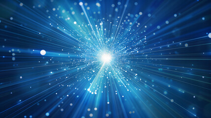 Abstract blue light burst with particles