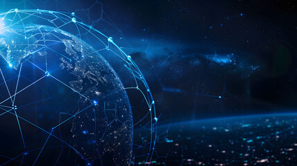 Globe with network connections in space