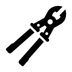 Black silhouette of bolt cutters on a white background silhouette