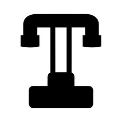 Retro rotary telephone silhouette on a white background