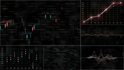 colourful candlestick data analytics dashboard display infographics, finance, market, business, trading share market background - Powered by Adobe
