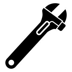 Adjustable wrench silhouette on a white background