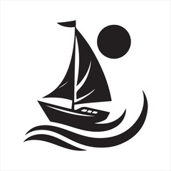 Sailboat vector silhouette sketch art logo illustration