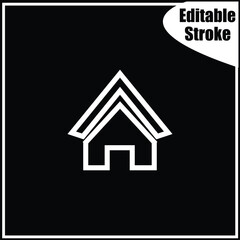Clean, editable stroke home or house icon in white on a black background. Excellent for dark mode interfaces, mobile apps, and professional web navigation.