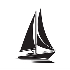 Sailboat vector silhouette sketch art logo illustration