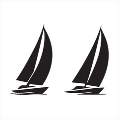 Sailboat vector silhouette sketch art logo illustration