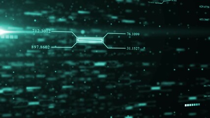 Cyan color 3d digital data flow big data binary code matrix hi-tech design dark technology background - Powered by Adobe