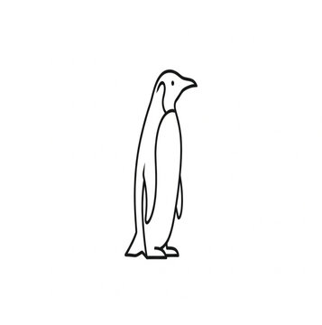Penguin Line Icon &ndash; Minimal Outline Bird Vector
