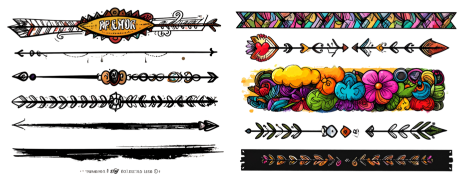 Sat of  Modern Doodle Art Set – Whimsical Scribbles and Freehand Shapes Transparent PNG