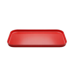 Red Rectangular Tray Realistic Style Food Service Object. Serving Platter Isolated on Transparent Background. 3D Rendering Design Element for Mockups