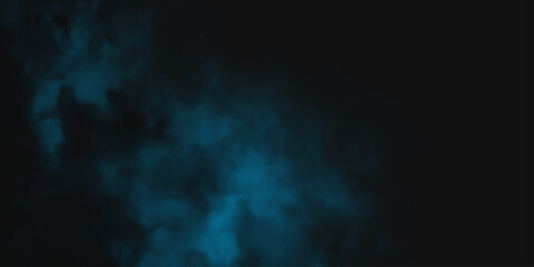 fog or mist transparent effect isolated on dark background. blue smoke on black background. Aquamarine powder explosion on black background. Colorful dust explode. 