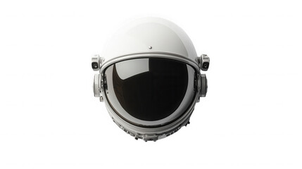 Close up view of a white astronaut helmet against a black background on transparent background