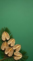 Golden Anthuriums on Green - A Luxurious Tropical Arrangement.