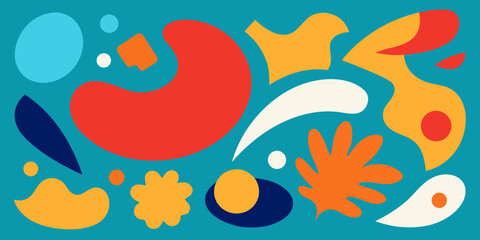 Paper cut abstract shapes collage background illustration