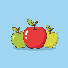 Vector Apple Fruit on Soft Blue Background