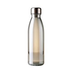 Silver water bottle on transparent background perfect for sustainable lifestyle concepts