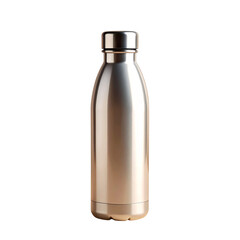 Reusable Water Bottle with Metallic Finish on Transparent Background for Sustainable Hydration