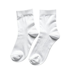 Two White Ankle Socks on Transparent Background