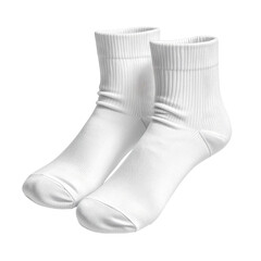 Pair of White Ankle Socks on Transparent Background for Sport and Casual Wear