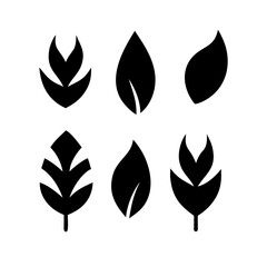 Six leaves illustration in black and white