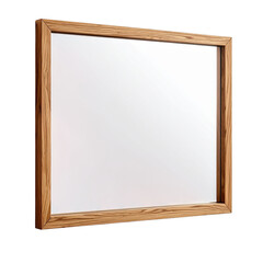 Wall Mirror with Wooden Frame on Transparent Background