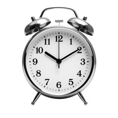 Classic Chrome Alarm Clock Ringing on Transparent Background