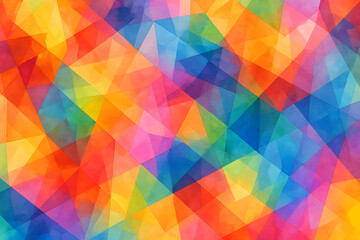 カラフルな抽象的な幾何学背景・水彩風のトライアングルパターン